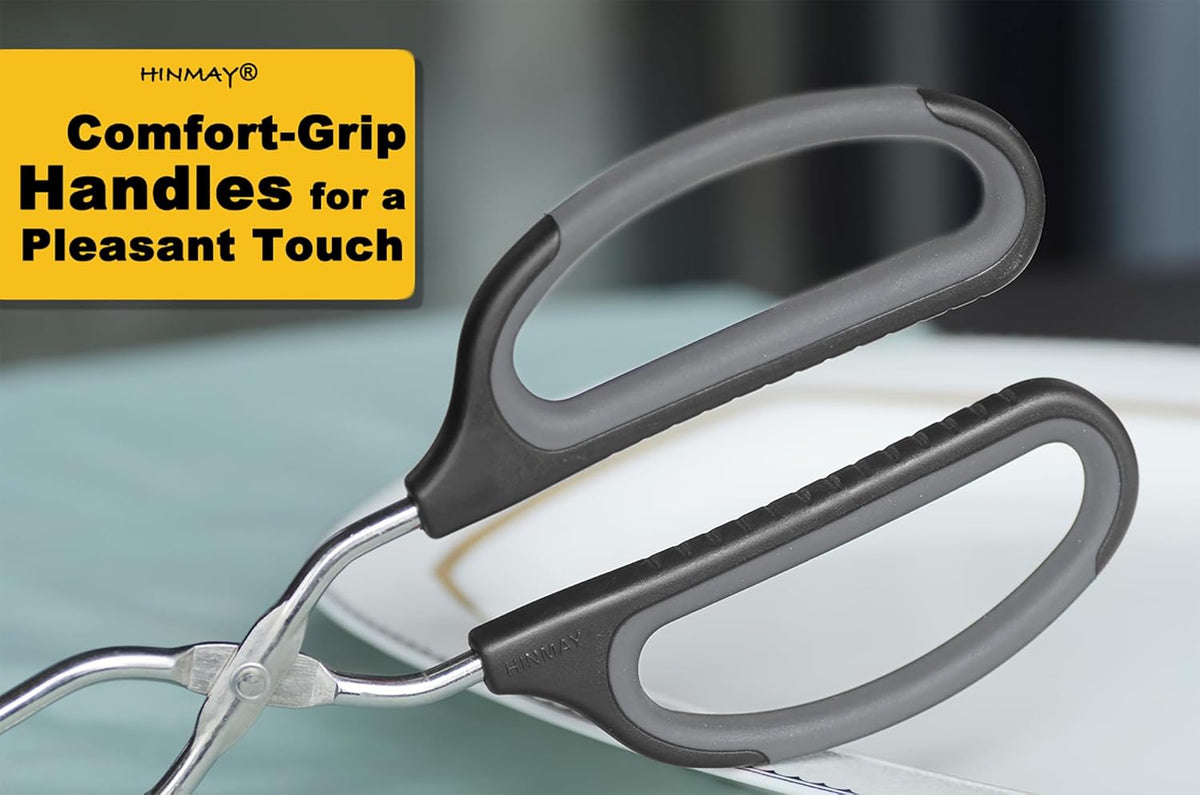 Stainless Steel Scissor Tongs Cooking Tongs Set, Set of 3 (Black Handle, 10" 12" 16") | Black Handle