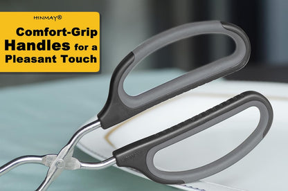 Stainless Steel Scissor Tongs Cooking Tongs Set, Set of 3 (Black Handle, 10" 12" 16") | Black Handle