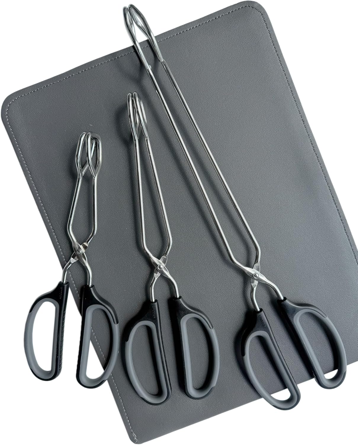 Stainless Steel Scissor Tongs Cooking Tongs Set, Set of 3 (Black Handle, 10" 12" 16") | Black Handle