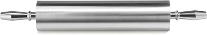 13 Inch Aluminum Rolling Pin, Extra Heavy Duty Restaurant Grade Dough Roller with Rotating Barrel and Handles, Silver