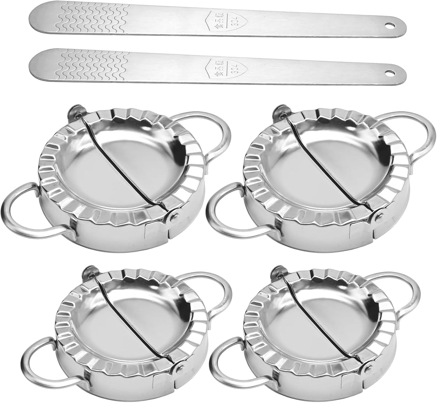 Stainless Steel Dumpling Maker Kit With Stuffing Spoon, Includes 2Pcs Small Dumpling Molds and 2 Large Ravioli Maker Press, Easy-tool for Dumpling Pastry Pie Making