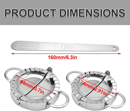 Stainless Steel Dumpling Maker Kit With Stuffing Spoon, Includes 2Pcs Small Dumpling Molds and 2 Large Ravioli Maker Press, Easy-tool for Dumpling Pastry Pie Making