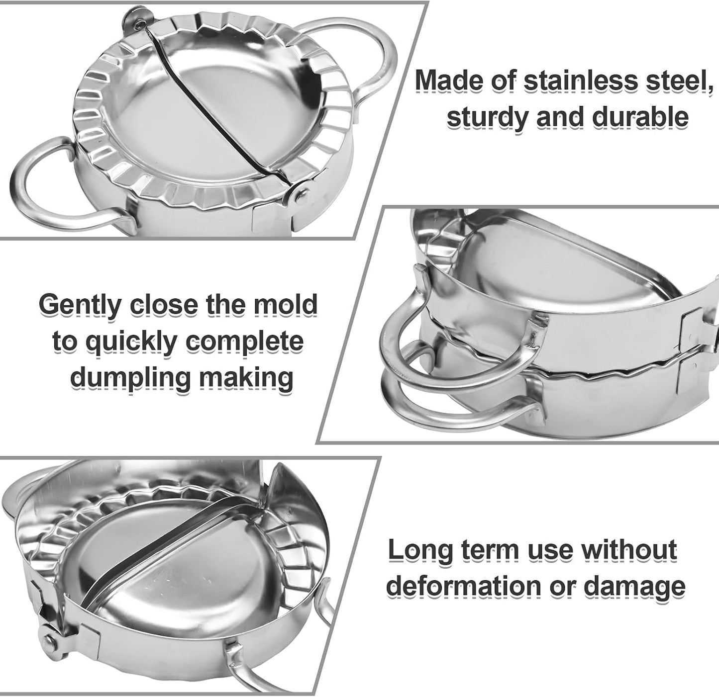 Stainless Steel Dumpling Maker Kit With Stuffing Spoon, Includes 2Pcs Small Dumpling Molds and 2 Large Ravioli Maker Press, Easy-tool for Dumpling Pastry Pie Making