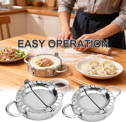 Stainless Steel Dumpling Maker Kit With Stuffing Spoon, Includes 2Pcs Small Dumpling Molds and 2 Large Ravioli Maker Press, Easy-tool for Dumpling Pastry Pie Making
