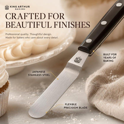 Baking Company Offset Spatula, Japanese Stainless Steel, 8-Inch Flexible Blade, For Precise Cake Decorating