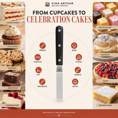 Baking Company Offset Spatula, Japanese Stainless Steel, 8-Inch Flexible Blade, For Precise Cake Decorating