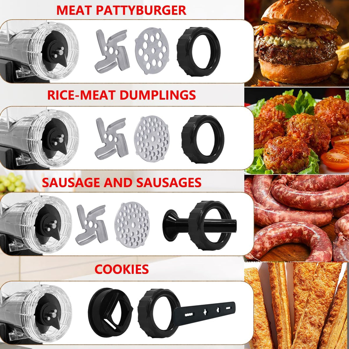 Manual Meat Grinder with Stainless Steel Blades Heavy Duty Powerful Suction Base for Home Use Fast and Effortless for All Meats-White