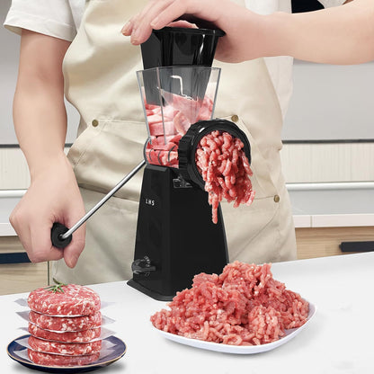 Manual Meat Grinder with Stainless Steel Blades Heavy Duty Powerful Suction Base for Home Use Fast and Effortless for All Meats-White