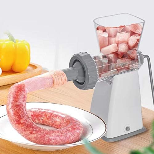Manual Meat Grinder with Stainless Steel Blades Heavy Duty Powerful Suction Base for Home Use Fast and Effortless for All Meats-White