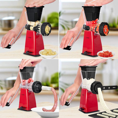 Manual Meat Grinder with Stainless Steel Blades Heavy Duty Powerful Suction Base for Home Use Fast and Effortless for All Meats-White