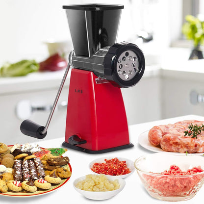 Manual Meat Grinder with Stainless Steel Blades Heavy Duty Powerful Suction Base for Home Use Fast and Effortless for All Meats-White