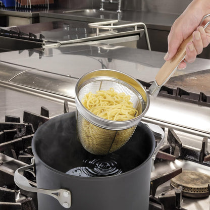 Deep Spider Strainer, 6-Inch Stainless Steel Mesh Basket With Bamboo Handle, For Noodles, Dumplings, Wontons, Deep Frying, And Draining Tasks