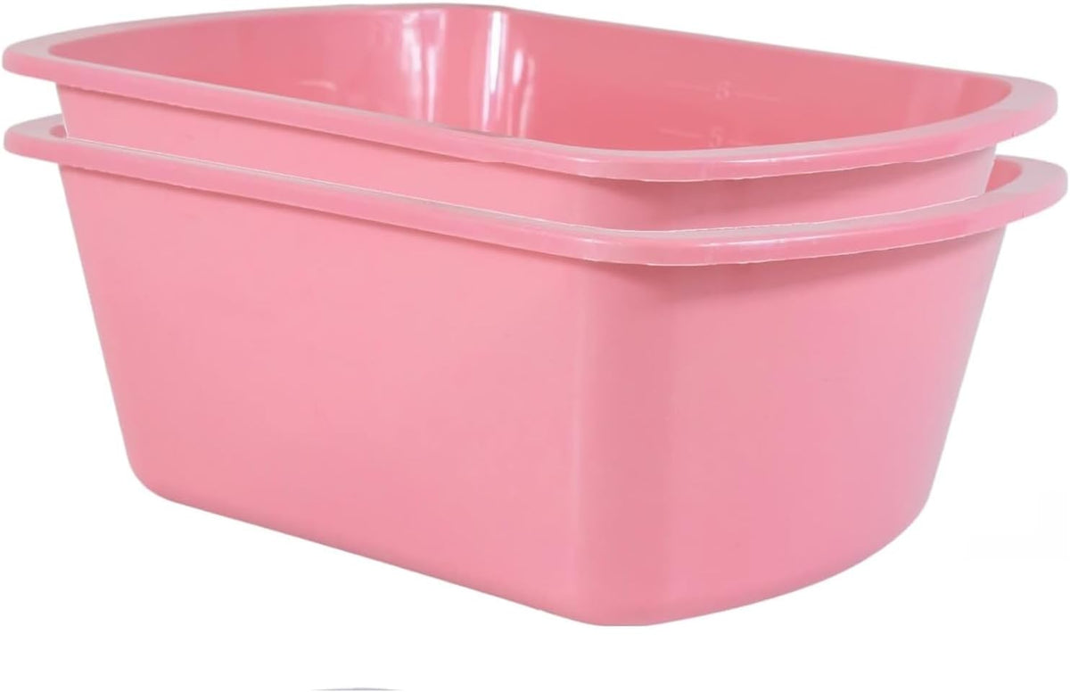 Plastic Wash Basin, 7 Qt, Rectangular, Graduated, 2 Pack
