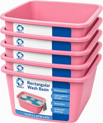 Plastic Wash Basin, 7 Qt, Rectangular, Graduated, 2 Pack