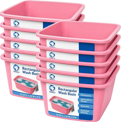 Plastic Wash Basin, 7 Qt, Rectangular, Graduated, 2 Pack