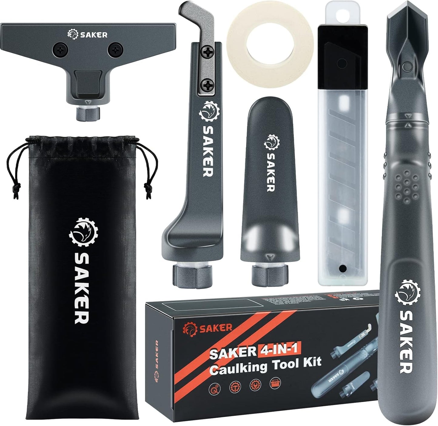 Silicone Caulking Tool 3-in-1 Grout Removal Tool and Sealant Finishing Scraper with Stainless Steelhead, Caulk Remover and Seam Repair Kit for Bathroom, Kitchen, Floor, Window and Sink Joints