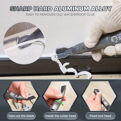 Silicone Caulking Tool 3-in-1 Grout Removal Tool and Sealant Finishing Scraper with Stainless Steelhead, Caulk Remover and Seam Repair Kit for Bathroom, Kitchen, Floor, Window and Sink Joints