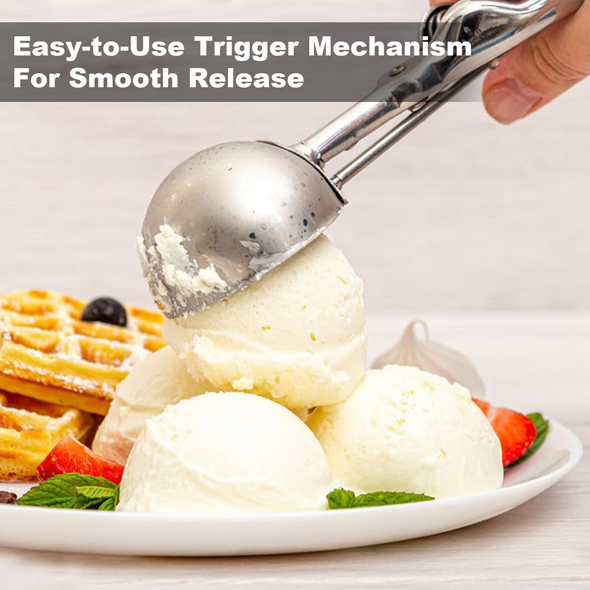Cookie Scoop,Set of 3 Cookie Dough Scoops for Baking 1 Tbsp,2 Tbsp,3 Tbsp,Stainless Steel Ice Cream Scooper with Trigger Release for Cupcake,Ice Cream,Muffin,Meatball,Melonball