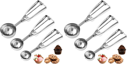 Cookie Scoop,Set of 3 Cookie Dough Scoops for Baking 1 Tbsp,2 Tbsp,3 Tbsp,Stainless Steel Ice Cream Scooper with Trigger Release for Cupcake,Ice Cream,Muffin,Meatball,Melonball