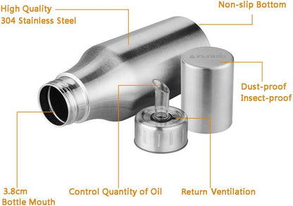 Olive Oil Dispenser,Oil Bottle Stainless Steel Leak Proof Olive Oil Decanter for Kitchen