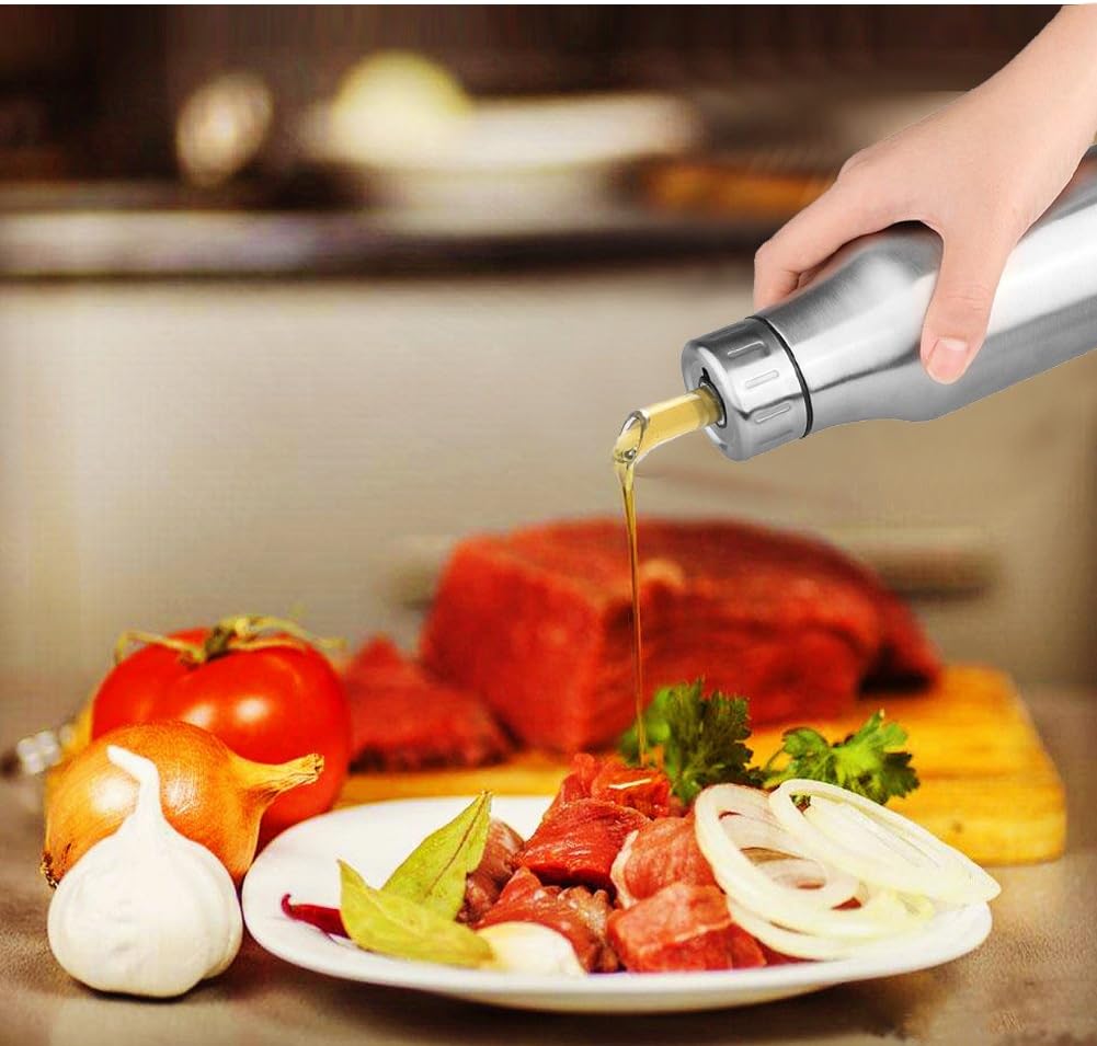 Olive Oil Dispenser,Oil Bottle Stainless Steel Leak Proof Olive Oil Decanter for Kitchen