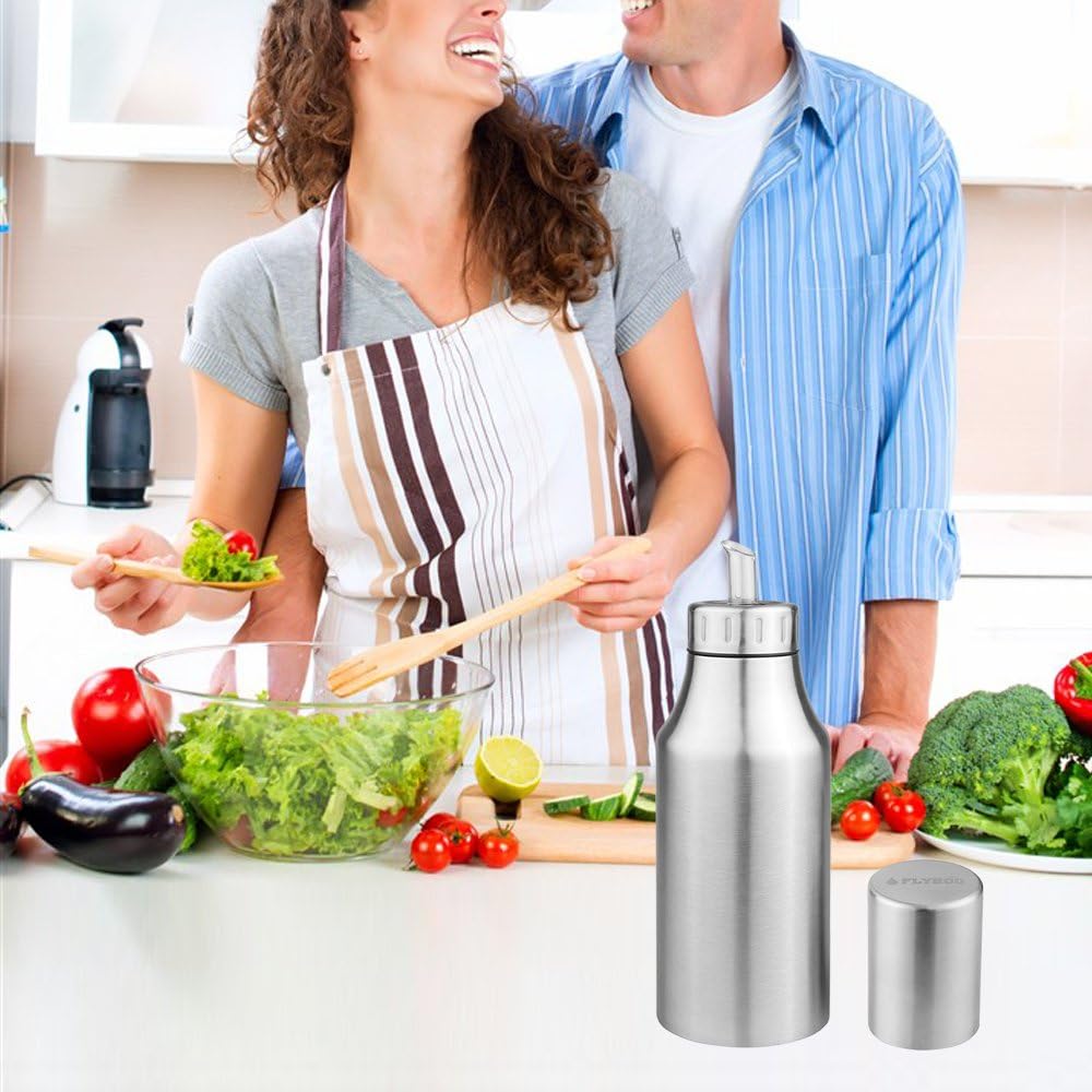 Olive Oil Dispenser,Oil Bottle Stainless Steel Leak Proof Olive Oil Decanter for Kitchen