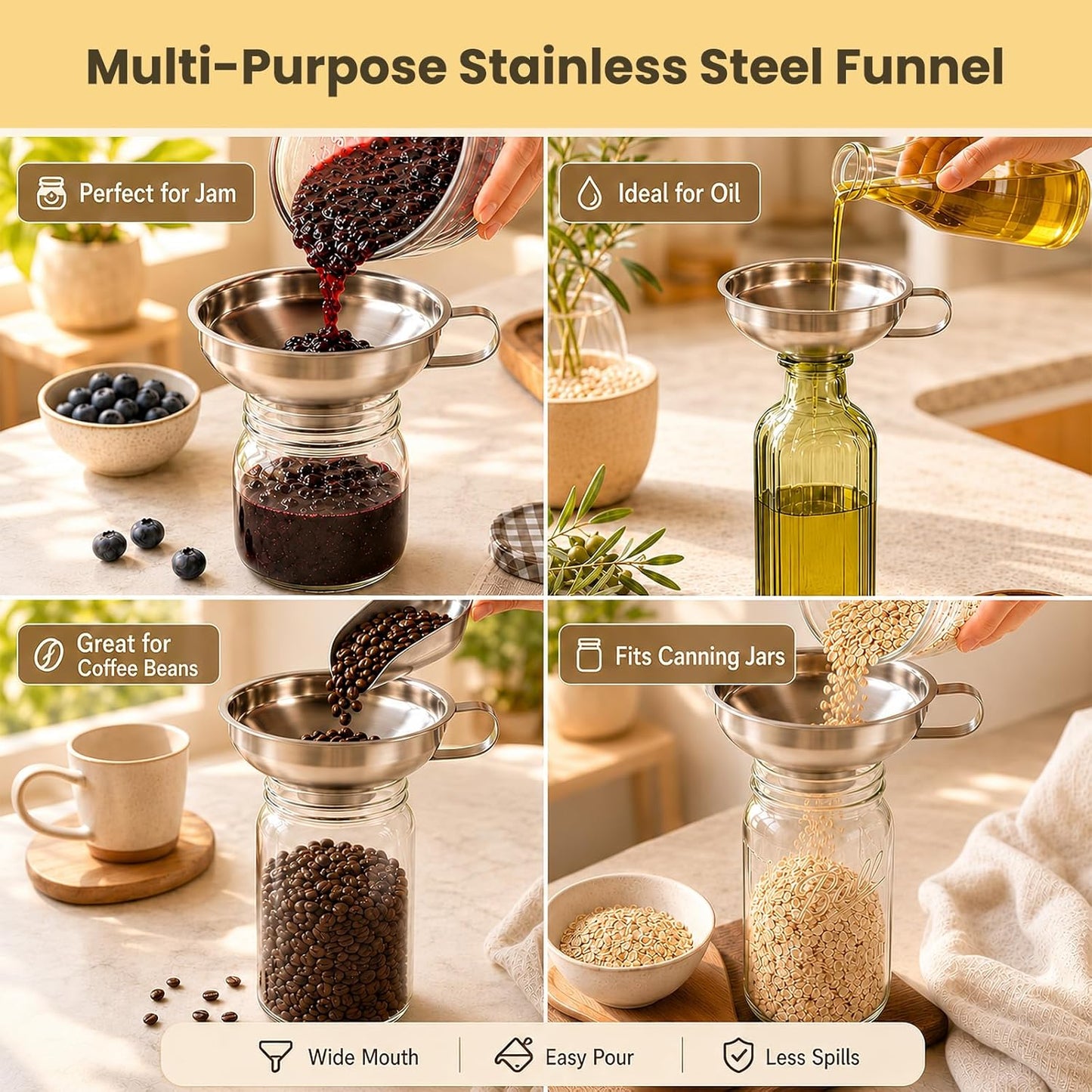 4 Pack Food-Grade Plastic Strainers, Filter Juice for Soybean Milk, Tea, Coffee, Honey Juices Wine and Liquid Transfer