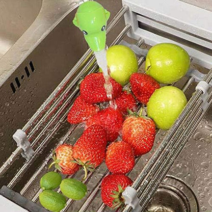Stainless Steel Kitchen Drying Rack, Retractable Drain Basket with Adjustable Armrest, Over The Sink Dish Drying Rack