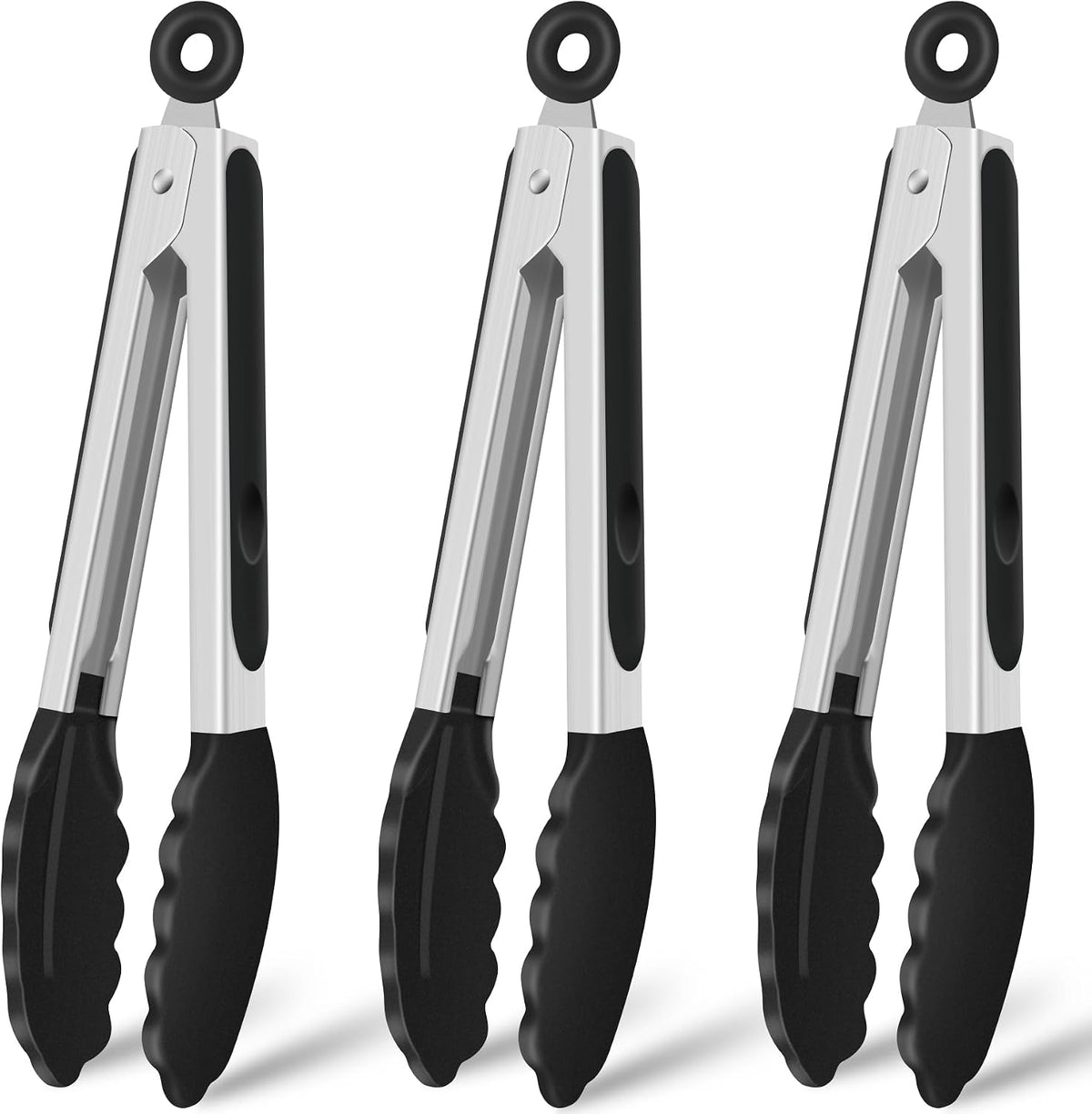 Silicone Serving Tongs for Cooking 9-Inch Kitchen Tongs with Silicone Tips, Set of 3 (Gradient Blue)