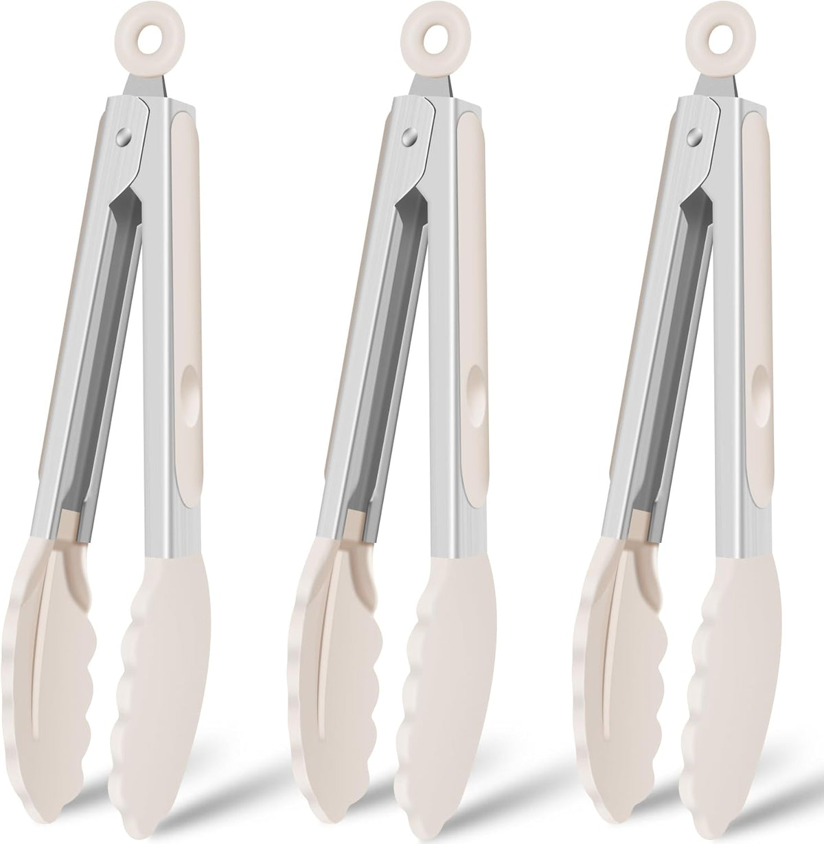 Silicone Serving Tongs for Cooking 9-Inch Kitchen Tongs with Silicone Tips, Set of 3 (Gradient Blue)
