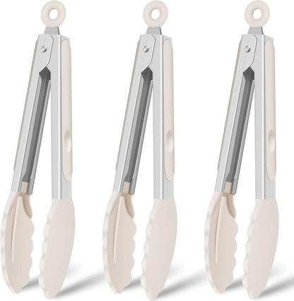 Silicone Serving Tongs for Cooking 9-Inch Kitchen Tongs with Silicone Tips, Set of 3 (Gradient Blue)