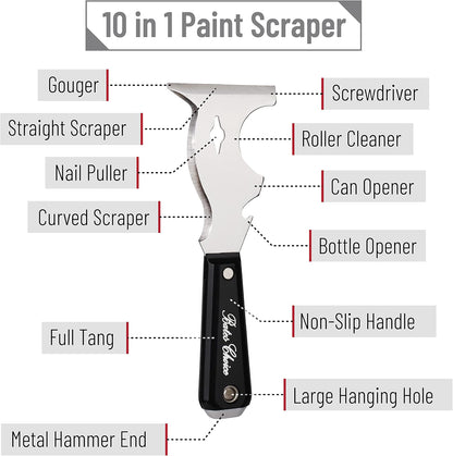 Bates- Paint Scraper, 10 in 1 Painters Tool, Scraper for Wood