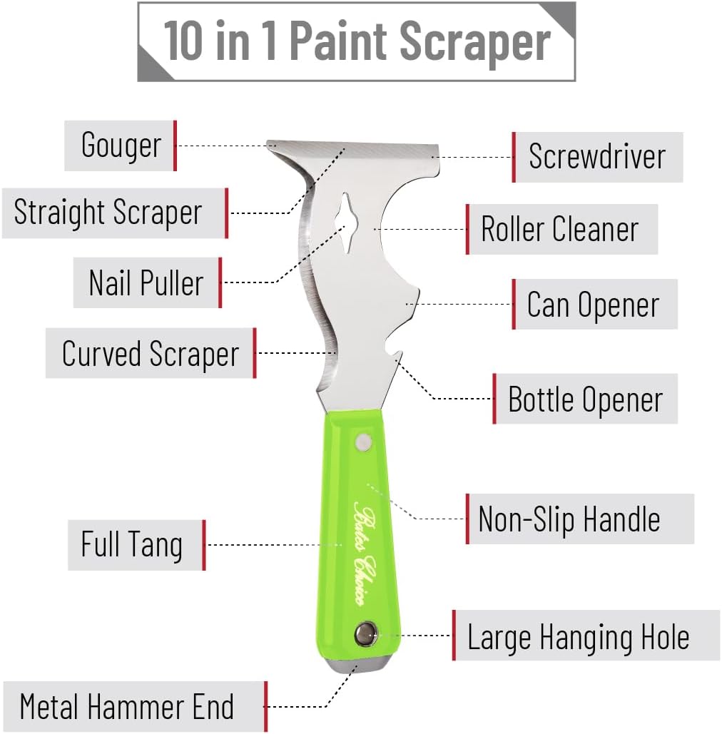 Bates- Paint Scraper, 10 in 1 Painters Tool, Scraper for Wood