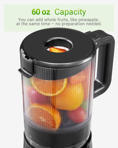 TUUMIIST Juicer Machines, Cold Press Juicer with 5.8" Extra Large Feed Chute Fit Whole Fruits & Vegetables Easy to Clean, High Juice Yield, BPA Free (Black)