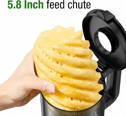 TUUMIIST Juicer Machines, Cold Press Juicer with 5.8" Extra Large Feed Chute Fit Whole Fruits & Vegetables Easy to Clean, High Juice Yield, BPA Free (Black)