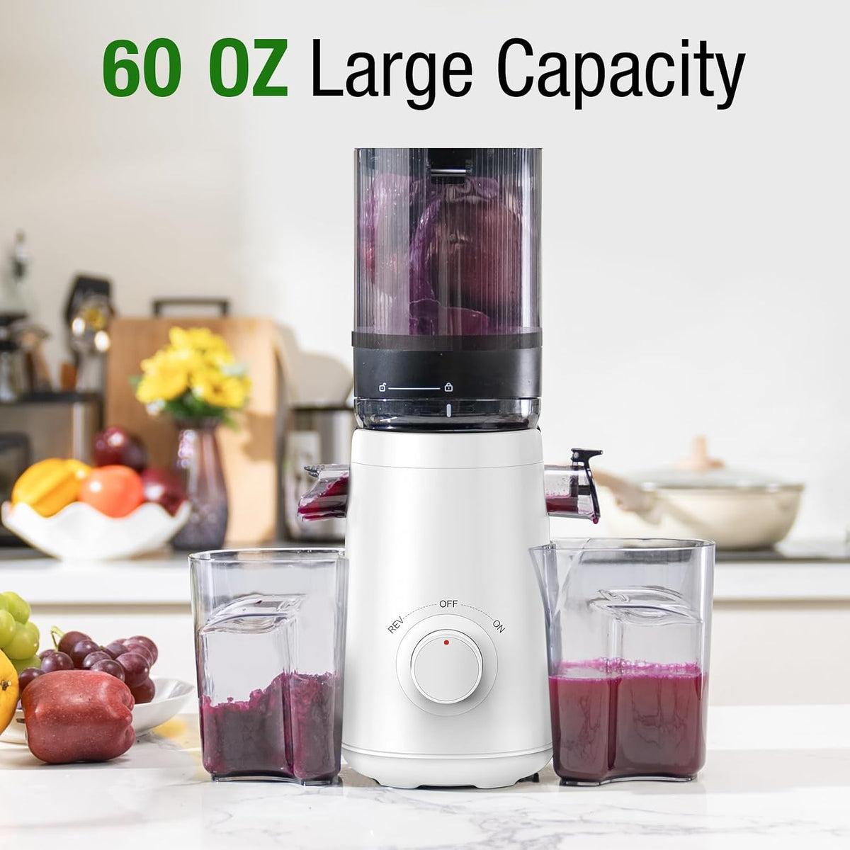 TUUMIIST Juicer Machines, Cold Press Juicer with 5.8" Extra Large Feed Chute Fit Whole Fruits & Vegetables Easy to Clean, High Juice Yield, BPA Free (Black)