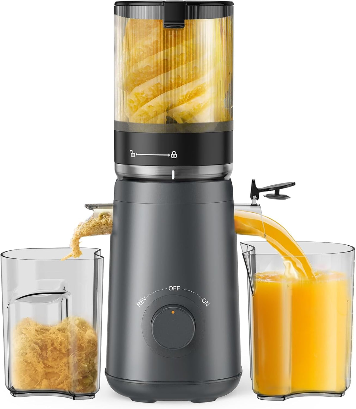 TUUMIIST Juicer Machines, Cold Press Juicer with 5.8" Extra Large Feed Chute Fit Whole Fruits & Vegetables Easy to Clean, High Juice Yield, BPA Free (Black)