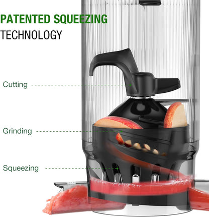 TUUMIIST Juicer Machines, Cold Press Juicer with 5.8" Extra Large Feed Chute Fit Whole Fruits & Vegetables Easy to Clean, High Juice Yield, BPA Free (Black)