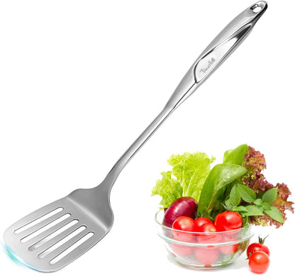 Spatula, Metal Spatula for Kitchen, Stainless Steel Slotted Turner, Hollow Handle Heat-Resistant Design, Ergonomic Dual-Handed Grip, Gift for Family