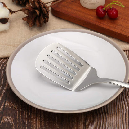 Spatula, Metal Spatula for Kitchen, Stainless Steel Slotted Turner, Hollow Handle Heat-Resistant Design, Ergonomic Dual-Handed Grip, Gift for Family