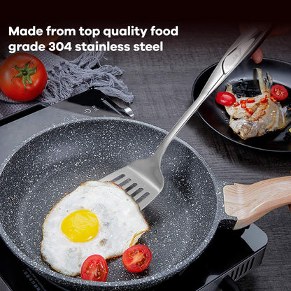 Spatula, Metal Spatula for Kitchen, Stainless Steel Slotted Turner, Hollow Handle Heat-Resistant Design, Ergonomic Dual-Handed Grip, Gift for Family