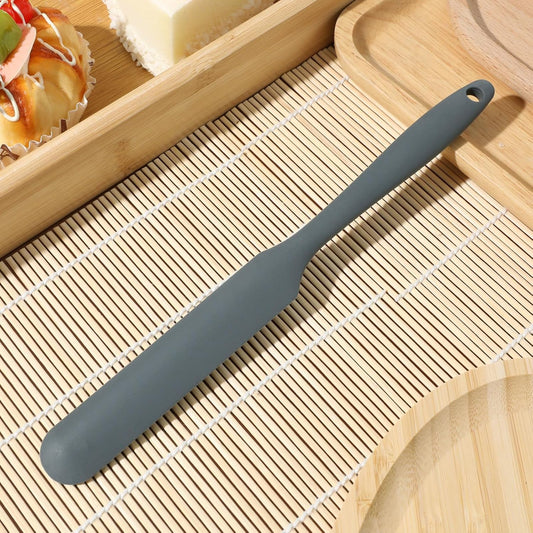 Sourdough Spatula, 9.4" Long Silicone Jar Scraper Grey | Thin Silicone Spatula for Deep Jars, Dough Mixing, Cake Icing & Jam Scraping, Heat Resistant Baking Tool