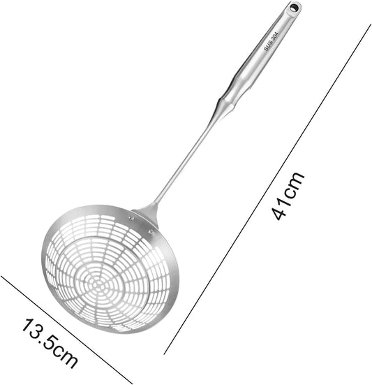 Upgraded Stainless Steel Spider Strainer Skimmer Ladle for Cooking and Frying, Kitchen Utensils Wire Strainer Pasta Spoon (S)