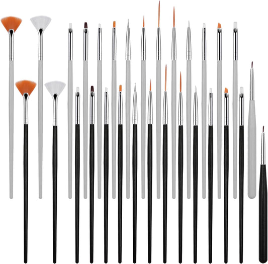 30 Pcs Cake Decorating Brushes Food Safe Paint Brushes Multiple Function Fondant Brush Cookie Brush DIY Tool Set Icing Pastry Brushs for Painting Baking (Black, White)