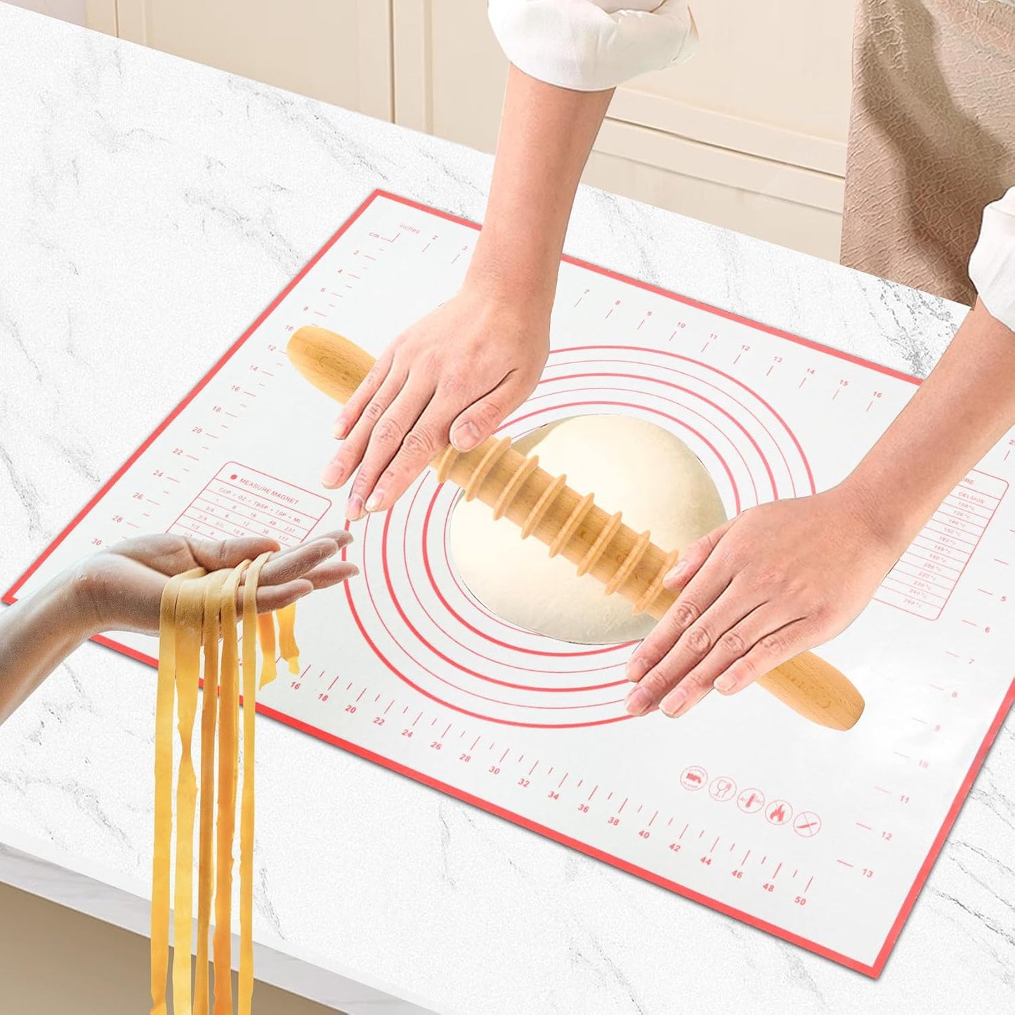 8in1 Ravioli Gnocchi Pasta Dumpling Noodle Maker Cutter Press Mold Stamp - Pasta Manual Accessories Homemade Essentials Making Tool Kit w/Silicone Pastry Mats, Wooden Dough Roller Rolling Pin