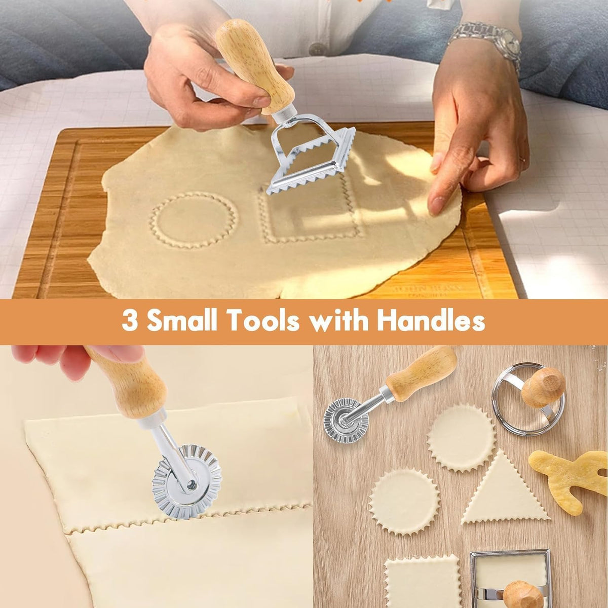 8in1 Ravioli Gnocchi Pasta Dumpling Noodle Maker Cutter Press Mold Stamp - Pasta Manual Accessories Homemade Essentials Making Tool Kit w/Silicone Pastry Mats, Wooden Dough Roller Rolling Pin