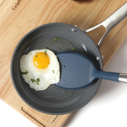 Prime Slotted Turner, Kitchen Flipping Spatula, Slotted Spatula with Silicone Head and Stainless Steel Handle, Heat Resistant Nonstick Cookware for Flipping and Draining (Navy Blue)