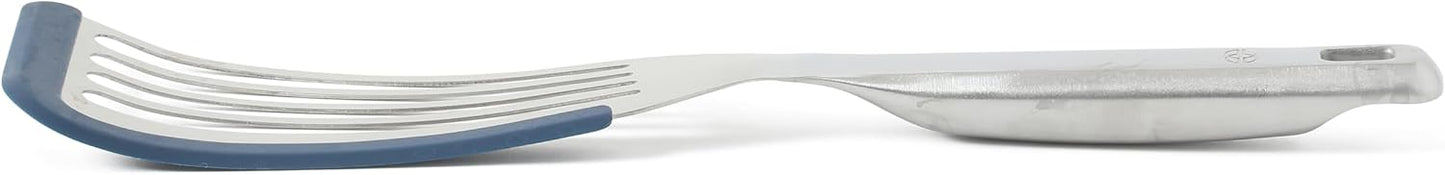 Prime Slotted Turner, Kitchen Flipping Spatula, Slotted Spatula with Silicone Head and Stainless Steel Handle, Heat Resistant Nonstick Cookware for Flipping and Draining (Navy Blue)