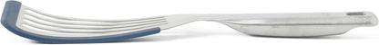 Prime Slotted Turner, Kitchen Flipping Spatula, Slotted Spatula with Silicone Head and Stainless Steel Handle, Heat Resistant Nonstick Cookware for Flipping and Draining (Navy Blue)
