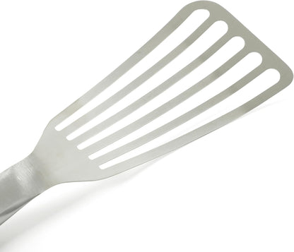 Prime Slotted Turner, Kitchen Flipping Spatula, Slotted Spatula with Silicone Head and Stainless Steel Handle, Heat Resistant Nonstick Cookware for Flipping and Draining (Navy Blue)